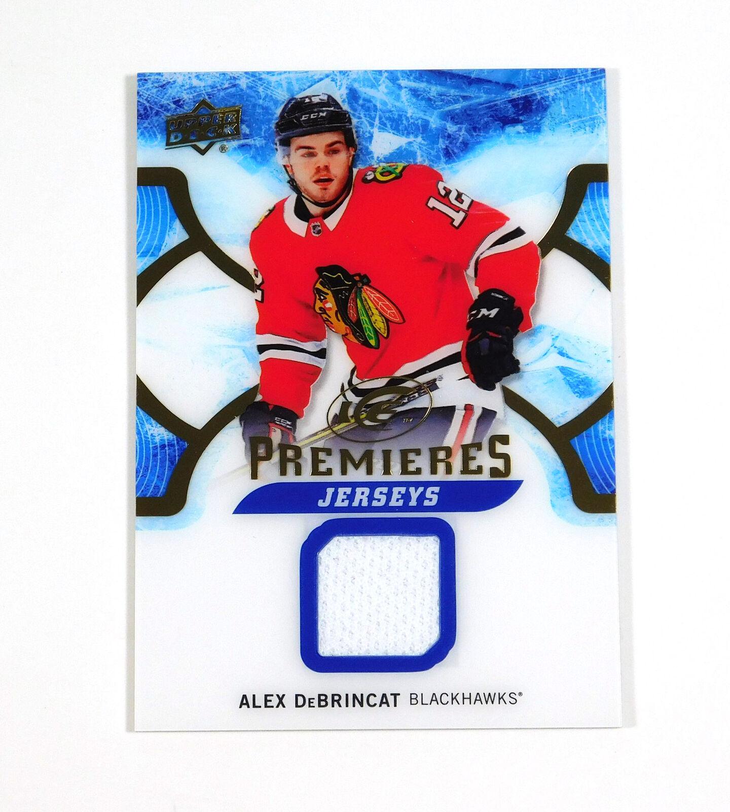 2017 18 Upper Deck Ice Alex Debrincat Premieres Blackhawks Jersey