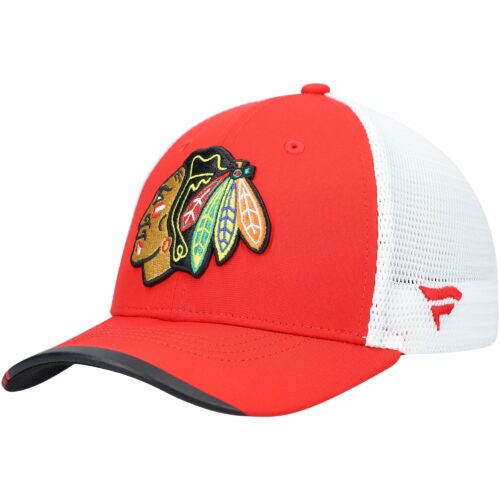 Youth Fanatics Branded Red/White Chicago Blackhawks 2021 NHL Draft Lockup Trucker Snapback Hat