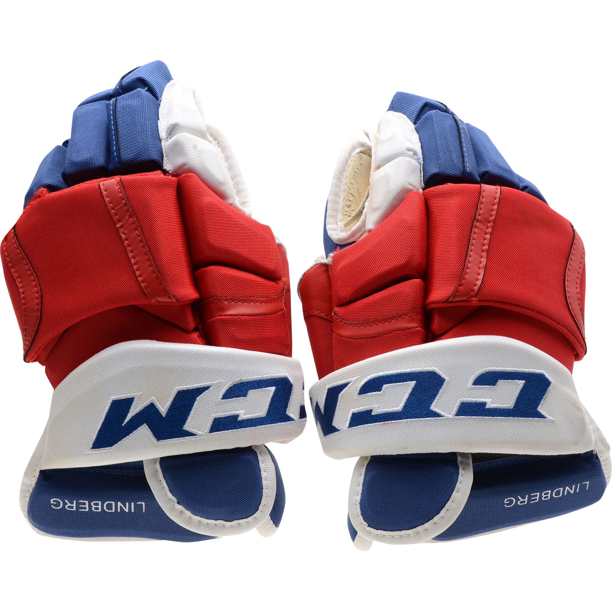 Oscar Lindberg New York Rangers Game-Used Blue and Red CCM Gloves from the 2016-17 NHL Season