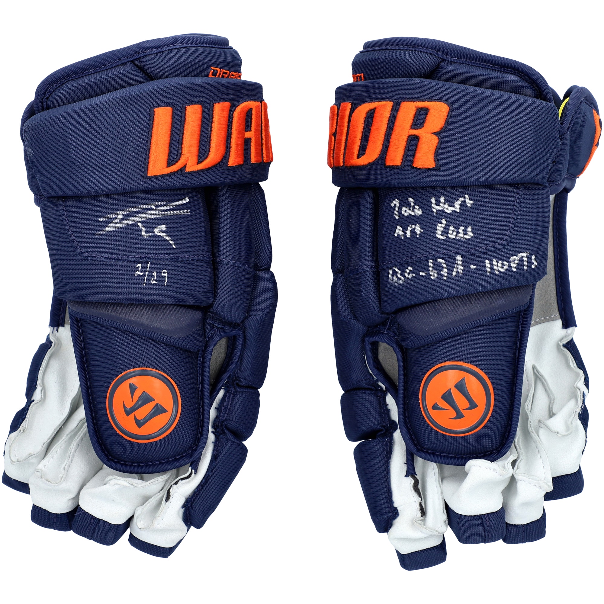 Leon Draisaitl Edmonton Oilers Autographed Warrior Navy Game Model Gloves with Multiple Inscriptions - Limited Edition of 29
