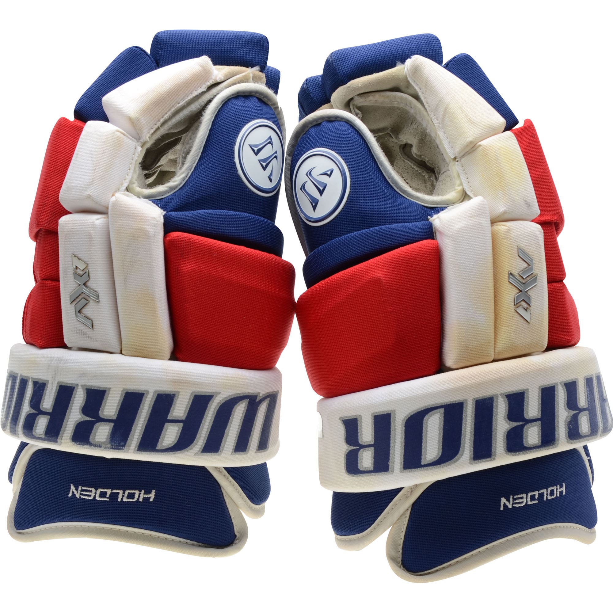 Nick Holden New York Rangers Game-Used Blue and Red Warrior Gloves from the 2016-17 NHL Season